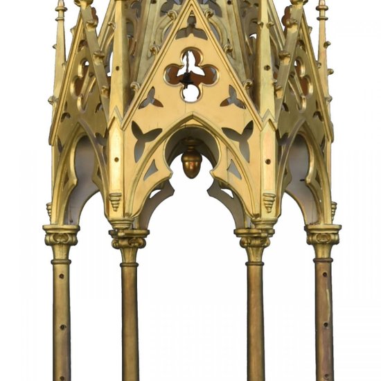 Church Canopy In Wood And Gilded Stucco In Gothic Style