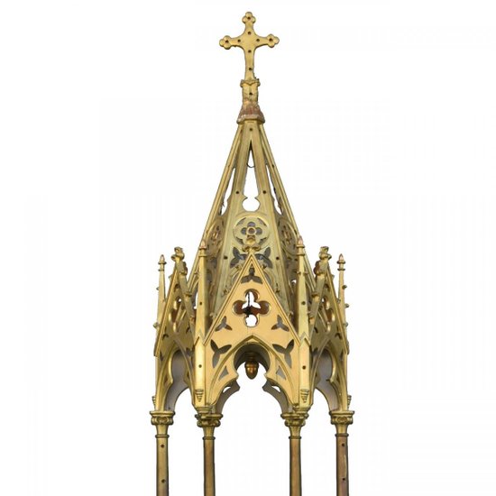 Church Canopy In Wood And Gilded Stucco In Gothic Style