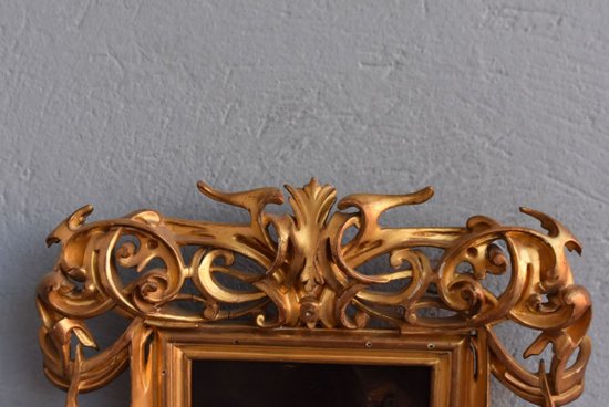 Portrait Of A Clinking Man Signed T Bérengier 1880 In A Very Beautiful Openwork Frame In Golden Wood