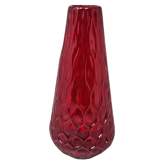 1960 Bellissimo vaso rosso in vetro di Murano di Ca dei Vetrai. Prodotto in Italia