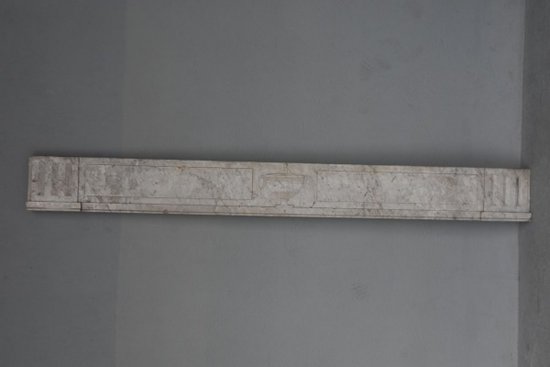 Large Old Fireplace In White Veined Marble Louis XVI