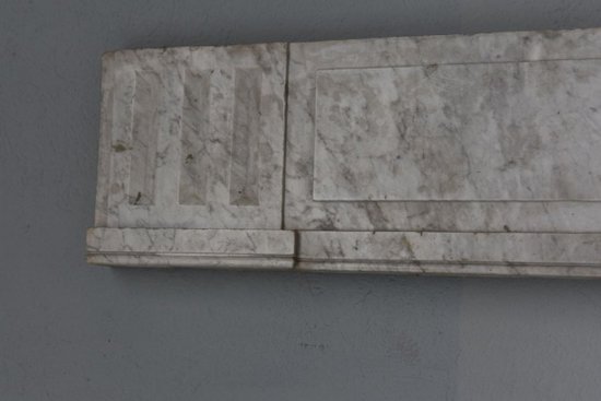 Large Old Fireplace In White Veined Marble Louis XVI