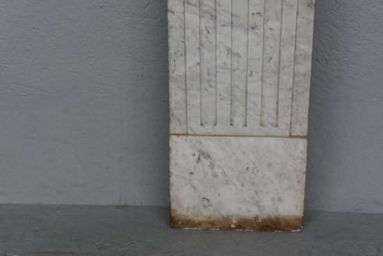 Large Old Fireplace In White Veined Marble Louis XVI
