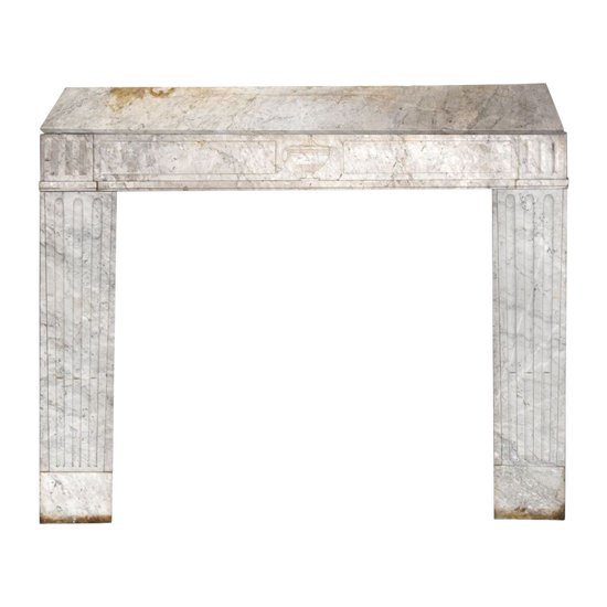 Large Old Fireplace In White Veined Marble Louis XVI