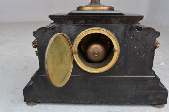 Neo Classic Bronze And Black Marble Fireplace Insert 21st Century