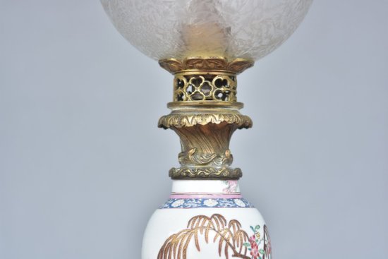Carcel Oil Lamp XIXth Century On Canton Vase