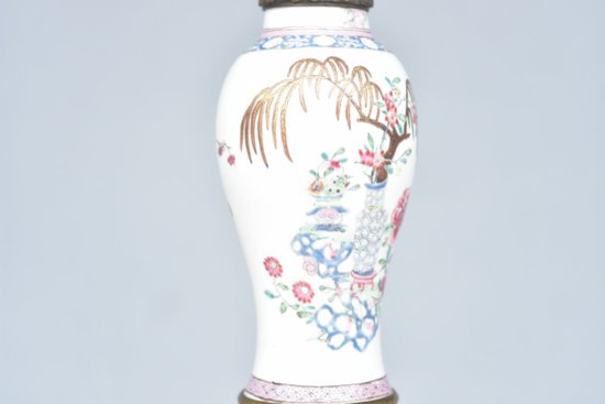 Carcel Oil Lamp XIXth Century On Canton Vase