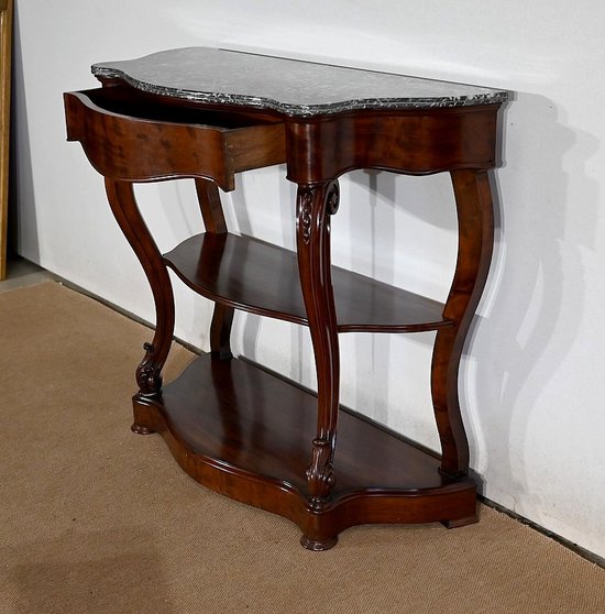 Console en Acajou massif et Marbre Sainte-Anne, époque Napoléon III – Milieu XIXe
