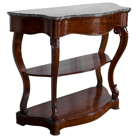 Solid mahogany and marble console Sainte-Anne, Napoleon III period - Mid 19th century