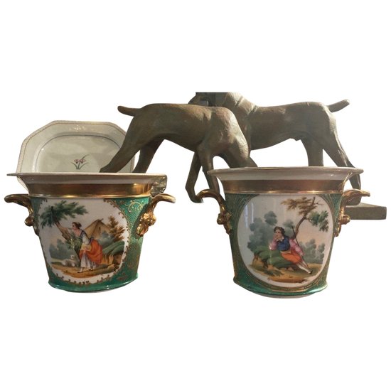 Pair of planters - Porcelain of Paris - About 1840