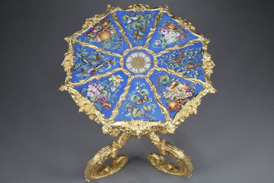 Table Guéridon En Porcelaine De Style Rocaille