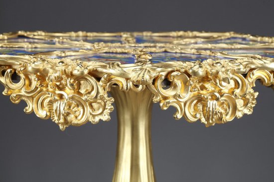 Table Guéridon En Porcelaine De Style Rocaille