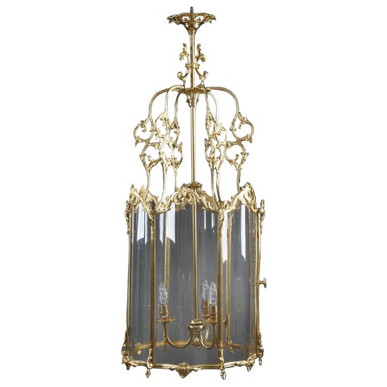 Large Louis XV Style Lantern In Gilt Bronze