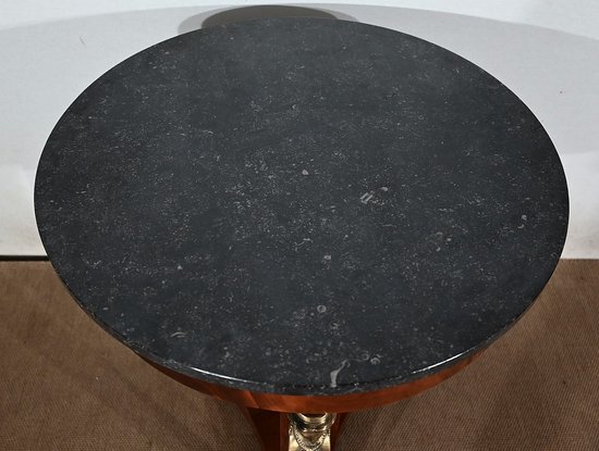 Pedestal table in mahogany burl, Empire style, Return from Egypt - End of XIXth century