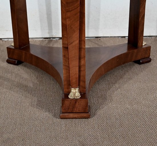 Pedestal table in mahogany burl, Empire style, Return from Egypt - End of XIXth century