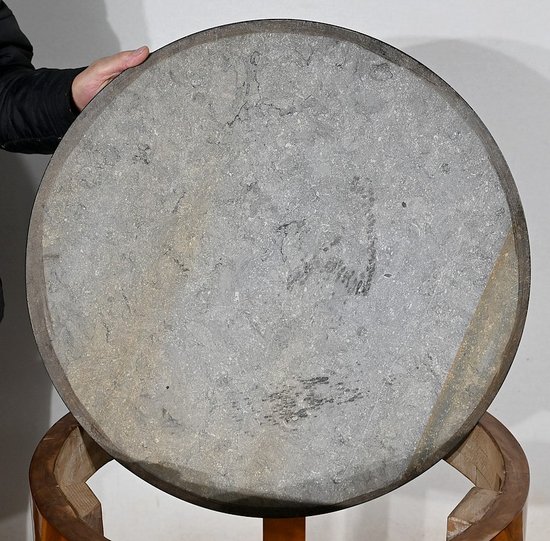 Pedestal table in mahogany burl, Empire style, Return from Egypt - End of XIXth century