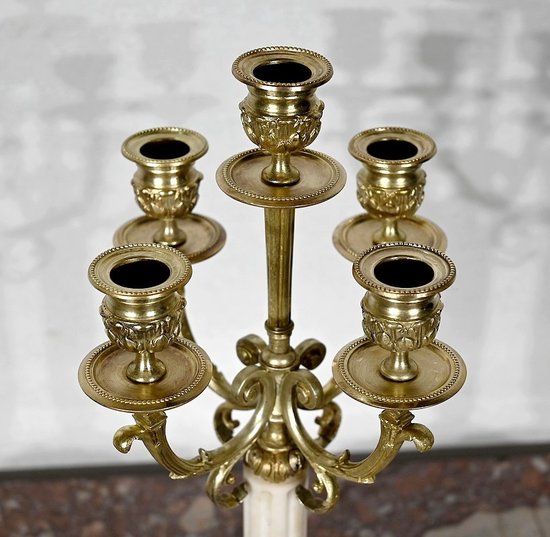 Paire de Chandeliers en Bronze doré, style Louis XVI – 2ème moitié XIXe