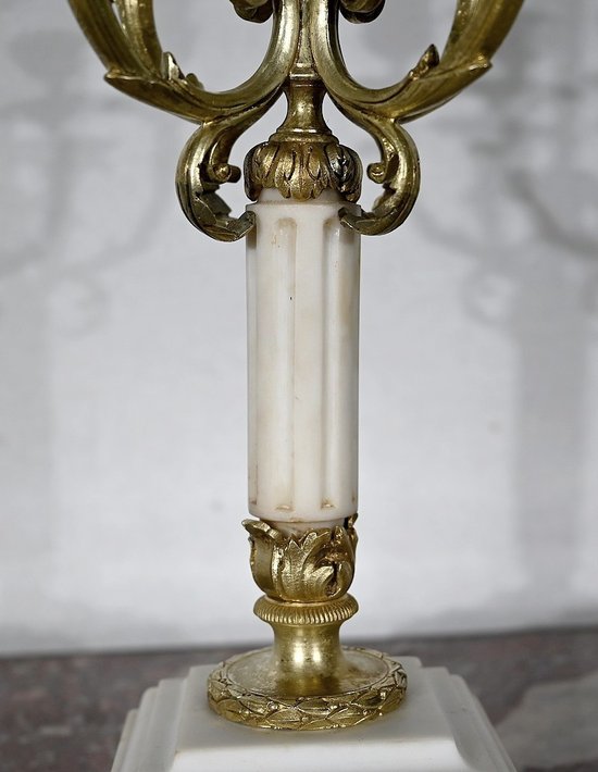 Paire de Chandeliers en Bronze doré, style Louis XVI – 2ème moitié XIXe