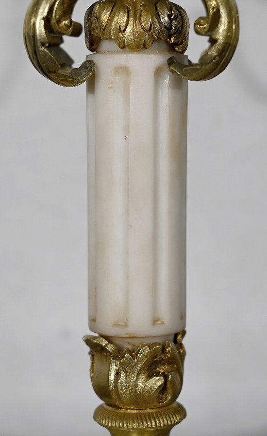 Paire de Chandeliers en Bronze doré, style Louis XVI – 2ème moitié XIXe