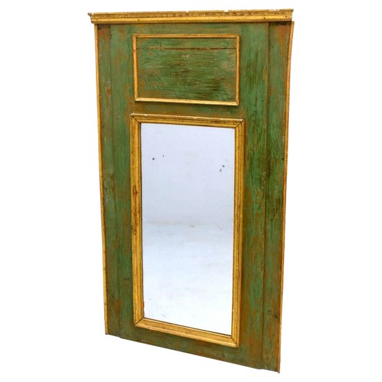 Louis XVI period Trumeau In Green And Gilded Lacquered Wood