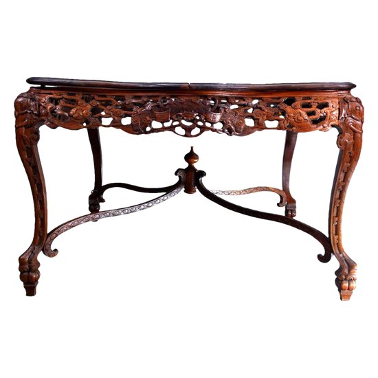 Indochinese Dining Table, Rosewood with Mouse Bat Design