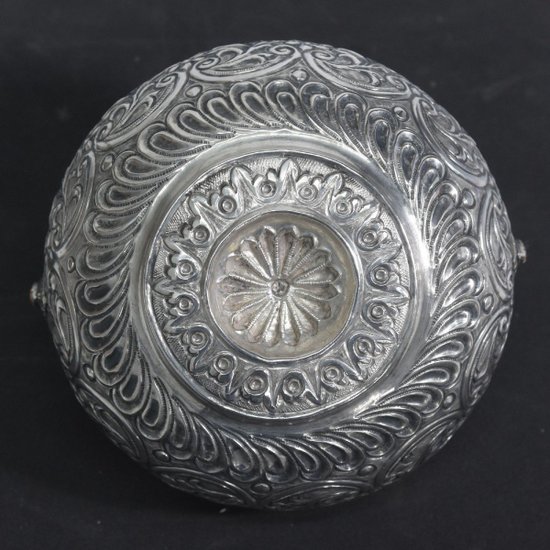 Orientalische Schale Aus Silber Und Koralle Massivsilber