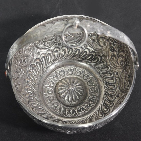 Orientalische Schale Aus Silber Und Koralle Massivsilber