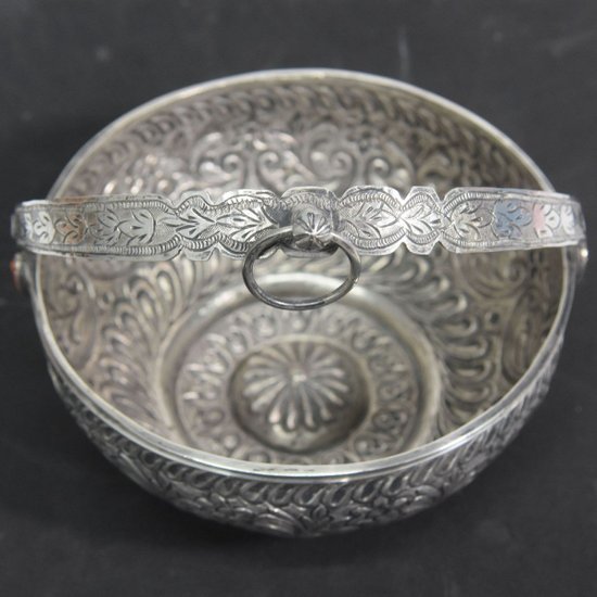 Orientalische Schale Aus Silber Und Koralle Massivsilber