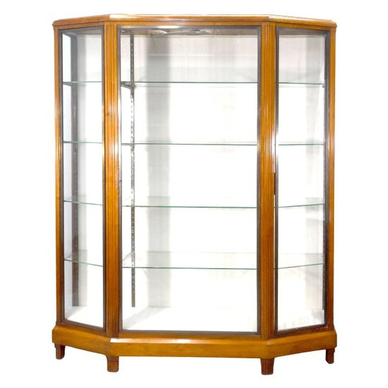 Showcase in mahogany and bronze art deco 3 doors