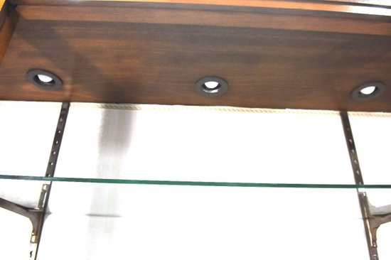 Showcase in mahogany and bronze art deco 3 doors