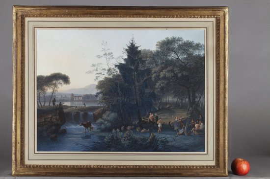 Paysage Au Moulin Et Pastorale, Gouaches Sur Papier