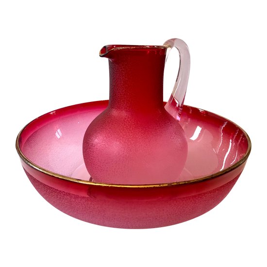 Nécessaire de toilette en cristal rouge rubis Baccarat /St Louis