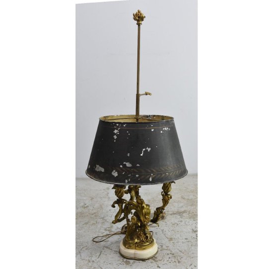 Lampada Bouillotte in Stile Luigi XV, Base in Marmo Bianco