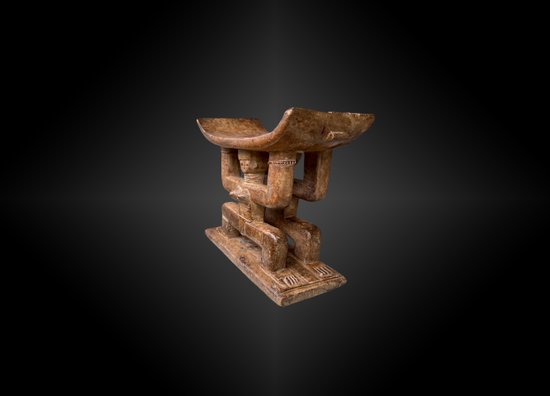 Important SEAT depicting a CARIATIDE COUPLE Ashanti Culture, Ghana