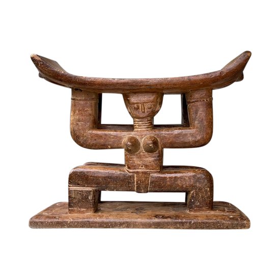 Important SEAT depicting a CARIATIDE COUPLE Ashanti Culture, Ghana