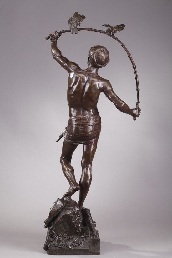 Grande bronzo "L'Oisealer indù" di Auguste de Wever