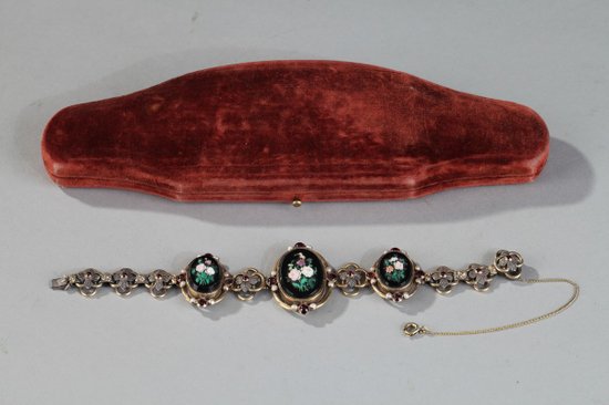 Silber Armband mit Mikro-Mosaik Medaillons Dekor