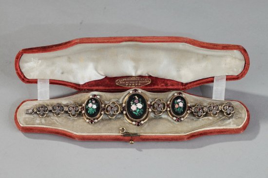 Silber Armband mit Mikro-Mosaik Medaillons Dekor