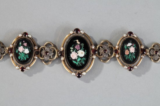 Silber Armband mit Mikro-Mosaik Medaillons Dekor