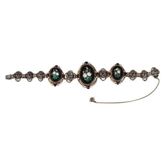 Silber Armband mit Mikro-Mosaik Medaillons Dekor