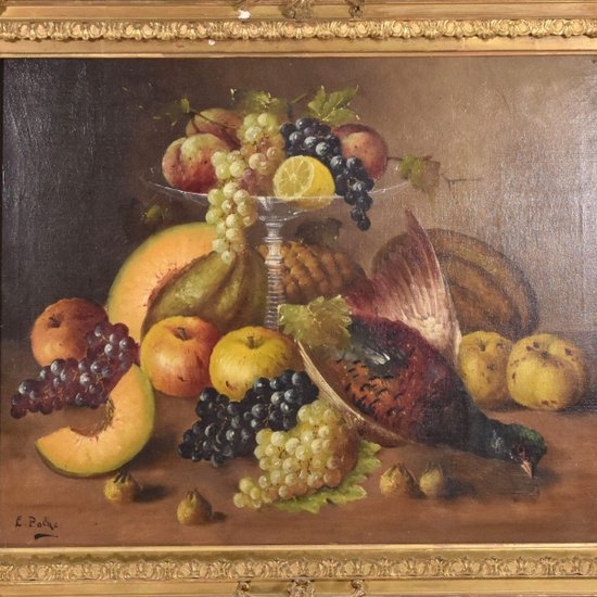Öl Auf Leinwand Stillleben Mit Äpfeln Und Zitronen Signiert Palke XIX.