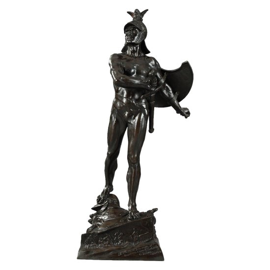 Sculpture en bronze "Le guerrier" d'Auguste de Wever