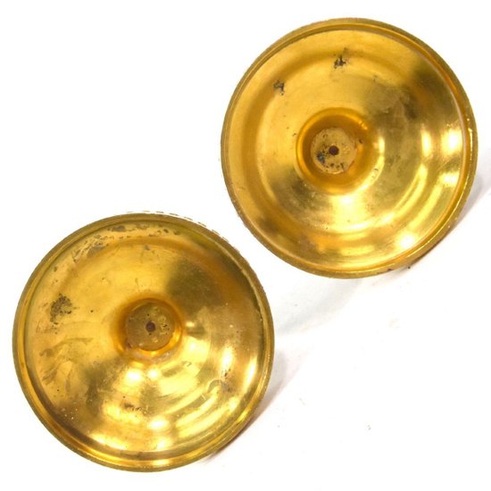Pair Of Candlesticks In Gilded Bronze With Ornaments 19th Century