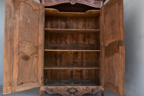             Armoire Nimoise De Mariage Louis XV époque XVIIIème En Noyer à Restaurer             
