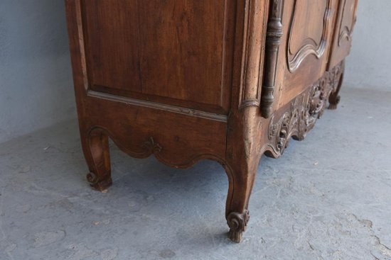             Armoire Nimoise De Mariage Louis XV époque XVIIIème En Noyer à Restaurer             