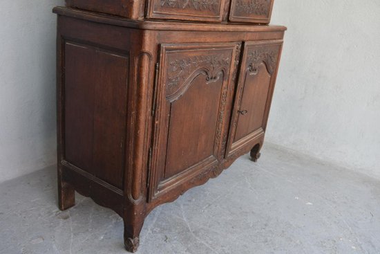             Credenza a due corpi in quercia Normandia 18° secolo