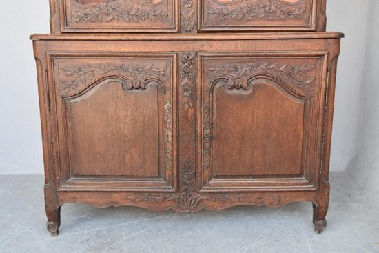             Credenza a due corpi in quercia Normandia 18° secolo