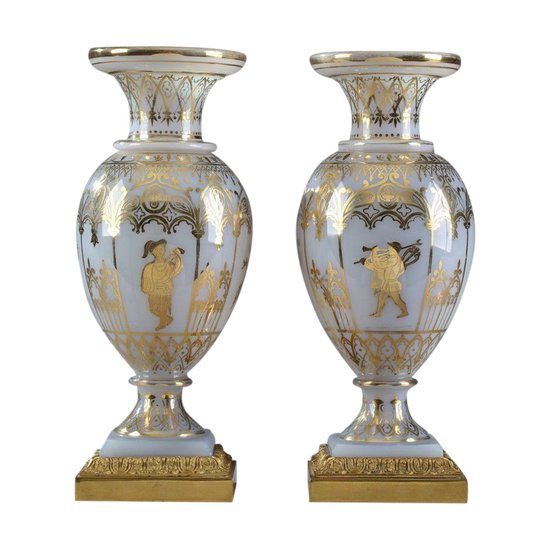 Restoration Opaline Vases With Desvignes Decor