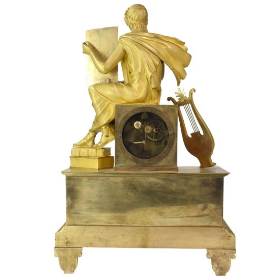Restoration period clock in gilt bronze 19th century