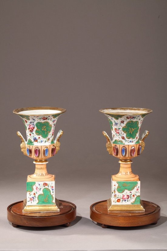Medici Vases In Porcelain Of The Louis-Philippe Period